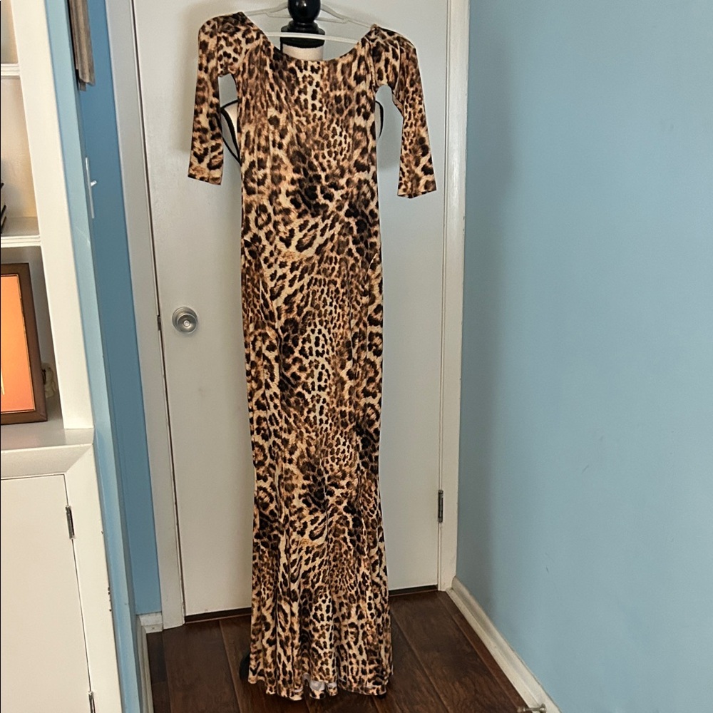 Norma Kamali Animal Print Long Sleeve Dress